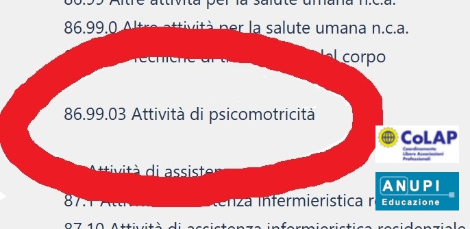 LA PSICOMOTRICITÀ HA IL CODICE ATECO: 86.99.03